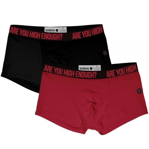 Bee Unusual Are you High Enough? 2PK Boxer Trunk BLK/Chili Pepper