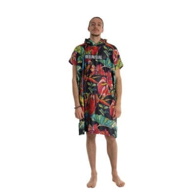Bee Unusual Parrot Jungle Poncho Blue / Red